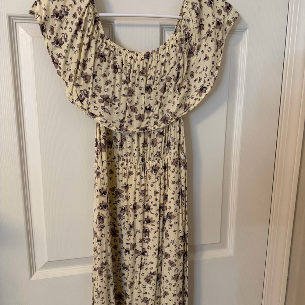 Pink Lily Cream Floral Maxi Dress